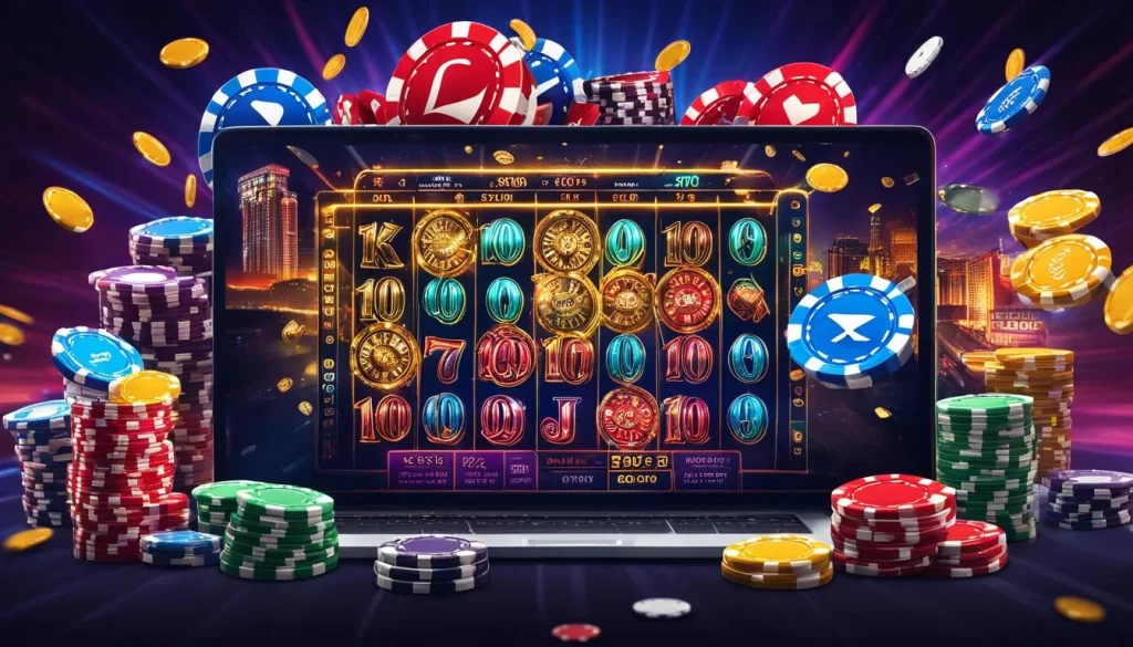 Hình ảnh một slot game hiện đại với đồ họa 3D sống động và hiệu ứng đặc biệt